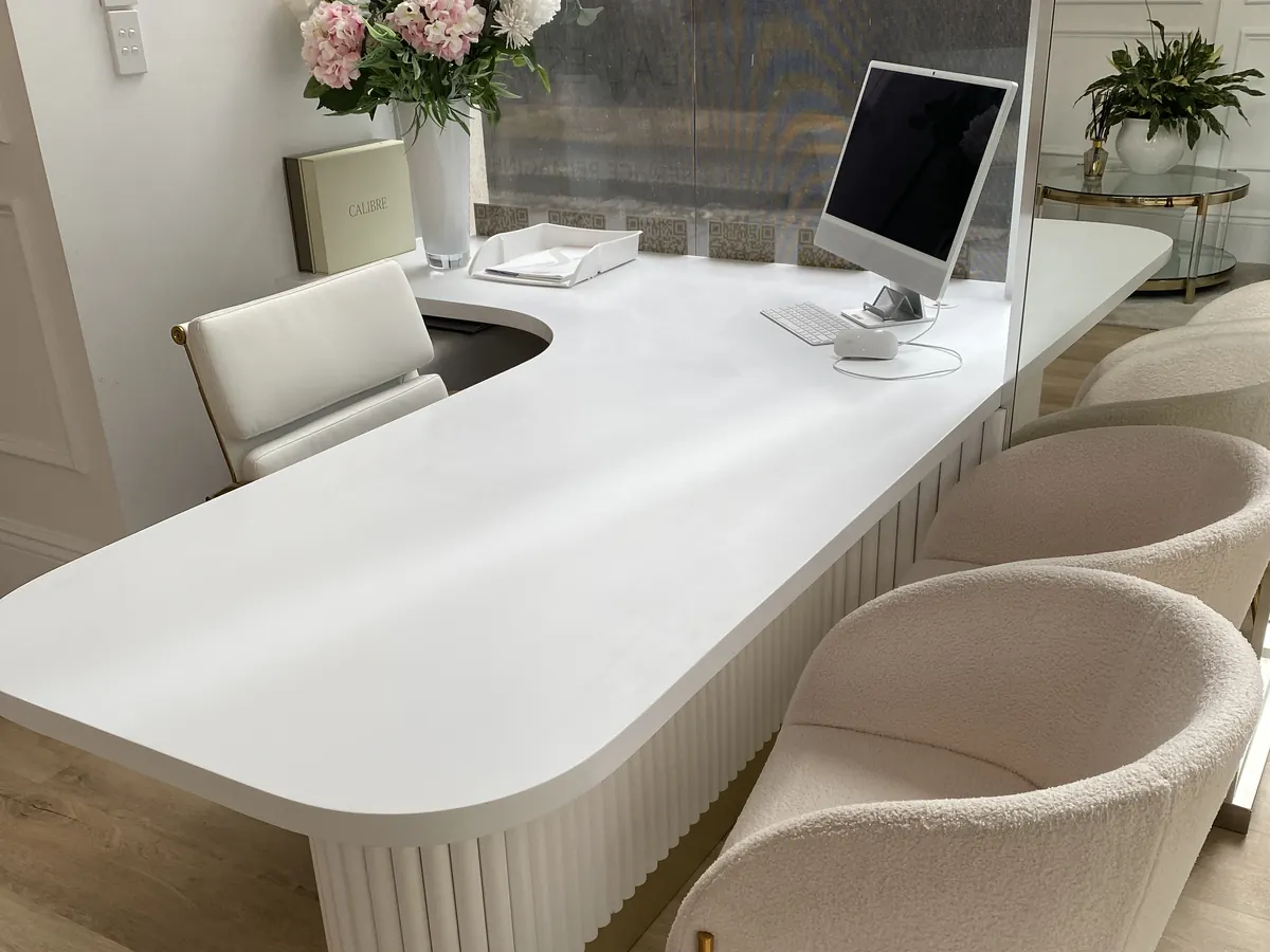 Clean, bright reception desk after a professional clean